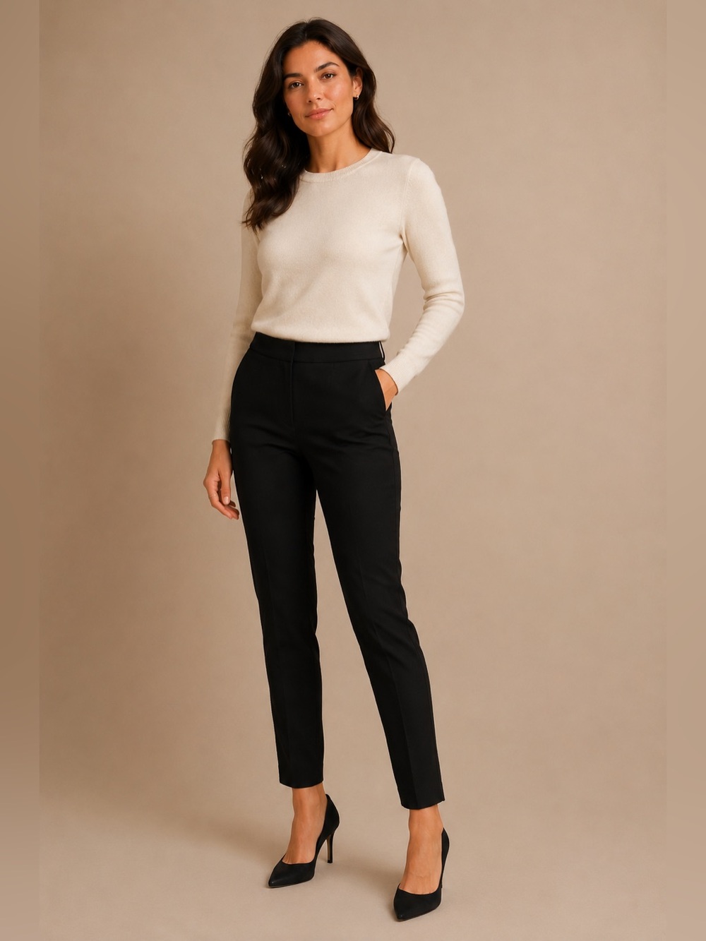 Aritzia Babaton‎ Tommy Fitted Slim Leg Pants Black Stretch Trouser Size 6